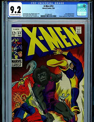 Buy X-Men #53 CGC 9.2 NM- 1969 Marvel 1st Barry Windsor US Work Amricons B8 • 442.03£