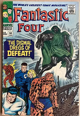 Buy FANTASTIC FOUR #58 JANUARY 1967 DR Doom And Silver Surfer Appearance Lee & Kirby • 49.99£