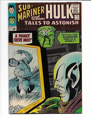 Buy Tales To Astonish 72 - Vg/f 5.0 - Sub-mariner - Leader - Incredible Hulk (1965) • 16.79£