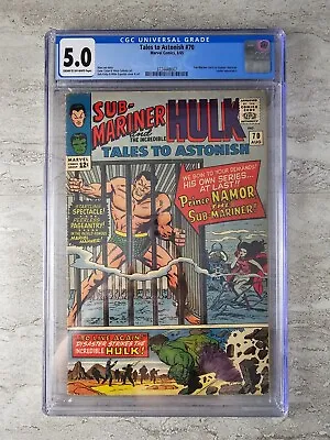 Buy Tales To Astonish #70 Sub-Mariner Incredible Hulk Marvel Comics CGC 5.0 VG • 60.05£