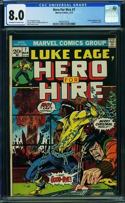 Buy Hero For Hire #7 (Marvel, 3/73) CGC 8.0 VF (starring LUKE CAGE) • 79.44£