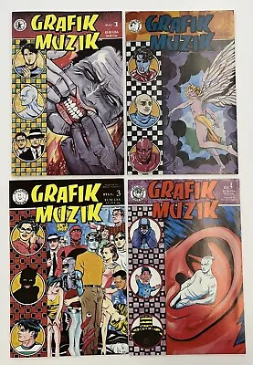 Buy GRAFIK MUZIK # 1 2 3 4 [1990 Caliber] NM Mike Allred Early Madman Keys Comic Set • 199.87£
