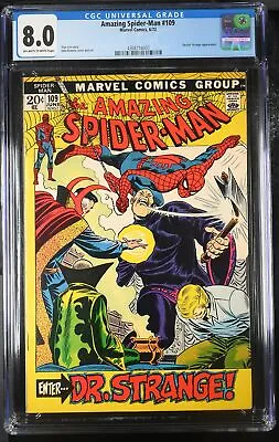 Buy Amazing Spider-Man #109 CGC VF 8.0 Doctor Strange! Gwen Stacy! Marvel 1972 • 78.94£