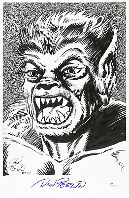Buy 1990s Circa Don Perlin Werewolf By Night Ink Sketch Signed 11x17 Print (JSA) • 67.14£