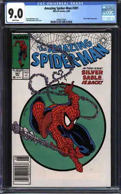 Buy Amazing Spider-man #301 Cgc 9.0 White Pages // Todd Mcfarlane Cvr + Silver Sable • 95.94£