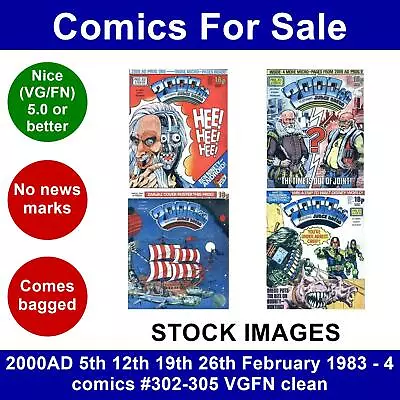 Buy 2000AD 5th 12th 19th 26th February 1983 - 4 Comics #302-305 VGFN Clean • 9.99£