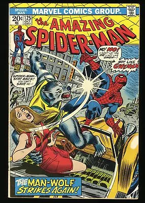 Buy Amazing Spider-Man #125 VF- 7.5 2nd Appearance Man-Wolf! Marvel 1973 • 42.63£