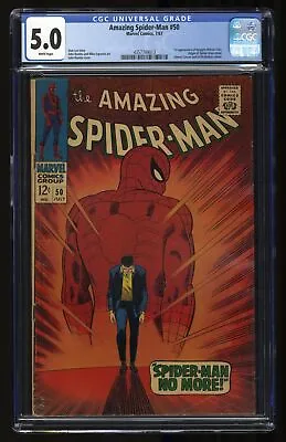 Buy Amazing Spider-Man #50 CGC VG/FN 5.0 White Pages 1st Full Appearance Kingpin! • 670.80£