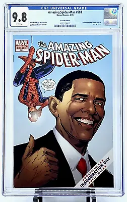 Buy 1st PRINT Barack Obama AMAZING SPIDER-MAN #583 VARIANT 2009 CGC 9.8 INAUGURATION • 160.68£