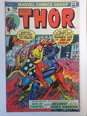 Buy Mighty Thor #208, Mid Grade, 1972 Bronze Age Marvel Comic, John Buscema • 5£