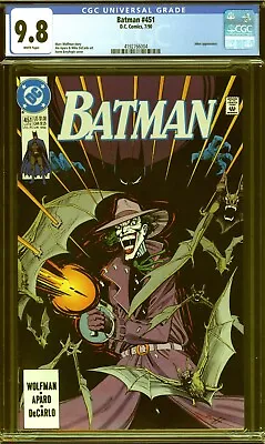 Buy Batman #451 CGC 9.8 NM/MT WP Classic Joker Cover! DC Comics 1990 • 79.15£