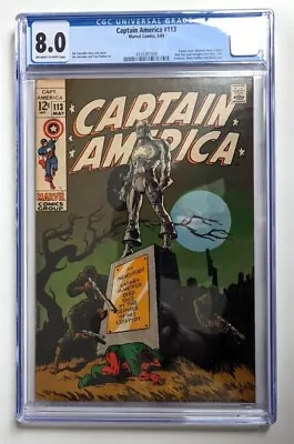 Buy  Captain America #113 Cgc 8.0 Very Fine 1969 Ow - White Pages Jim Steranko Art • 118.95£