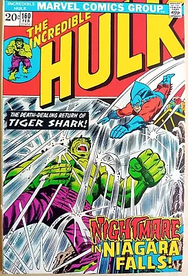 Buy Hulk # 160 - FN- (5.5) - Marvel 1973 - 20 Cents Copy - Tiger Shark Appearance • 9.99£