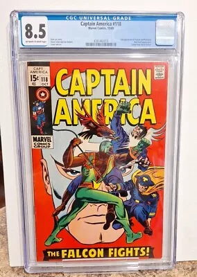 Buy Captain America #118 CGC 8.5 1969 Marvel Comics 2nd Falcon! RED SKULL APPEARANCE • 175.74£