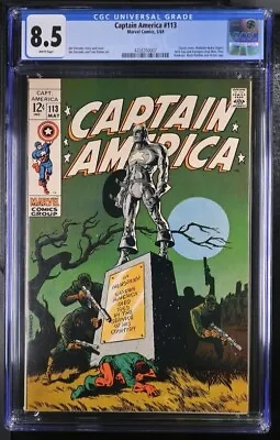 Buy (1969) Captain America #113 CGC 8.5 WP! Classic STERANKO Cover! • 160.85£