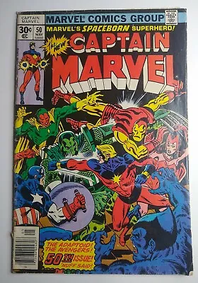Buy Captain Marvel #50 Comic 1st Appearance Kree Doctor Minerva (Minn-Erva) VG/FN • 7.27£