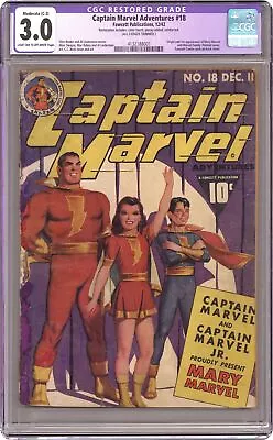 Buy Captain Marvel Adventures #18 CGC 3.0 RESTORED 1942 4132188001 • 961.96£