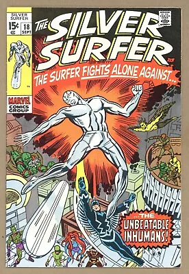 Buy Silver Surfer 18 FN+ Inhumans! Jack Kirby! Trimpe Cover! FINAL ISSUE! 1970 T598 • 47.44£