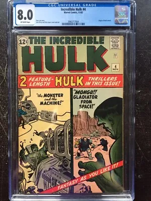 Buy INCREDIBLE HULK #4 CGC VF 8.0; OW; Hulk's Origin Retold! • 4,197.48£