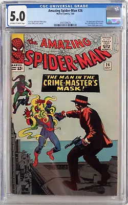 Buy 🕸amazing Spider-man #26 Cgc 5.0*(1965 Marvel)*1st Crime Master*stan Lee*ditko🕷 • 146.96£