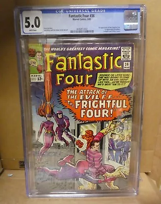 Buy Marvel Comics Fantastic Four CGC 36 5.0 1st Appearance Frightful Four 1965 • 334.99£