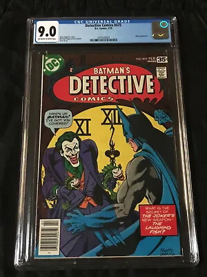 Buy DC Comics 1978 Detective Comics #475 CGC 9.0 VFNM Classic Joker Laughing Fish! • 177.61£