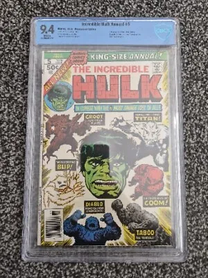 Buy Incredible Hulk Annual #5 CBCS 9.4 WHITE Pages 2nd Groot 1976 Marvel. • 159.99£