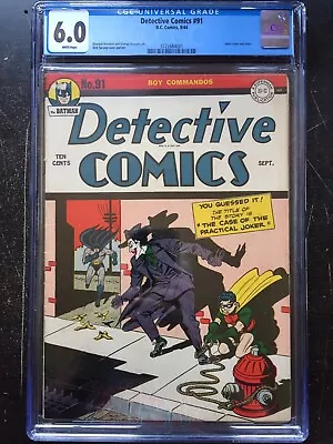 Buy DETECTIVE COMICS #91 CGC FN 6.0; White Pg!; Classic Joker Cover!  • 3,194.08£