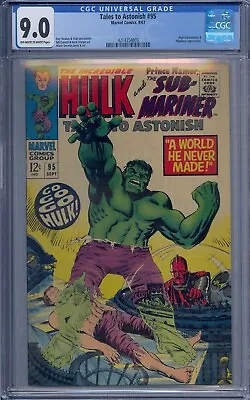 Buy Tales To Astonish #95 Cgc 9.0 Hulk Sub-mariner High Evolutionary Plunderer • 238.32£