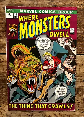 Buy Bronze Age Marvel Comic - WHERE MONSTERS DWELL #13 - 1972 - Gil Kane - VG+ 4.5 • 6£