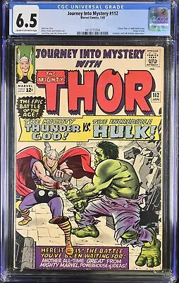 Buy Journey Into Mystery #112 CGC FN+ 6.5 Thor Vs Hulk! Origin Of Loki! Marvel 1965 • 331.26£
