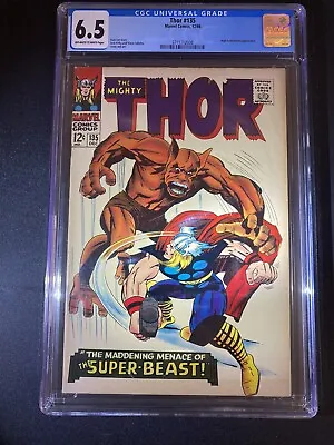 Buy The Mighty Thor #135 12/66 1966 Super-Beast CGC 6.5 Jack Kirby Cover + Art • 68.36£