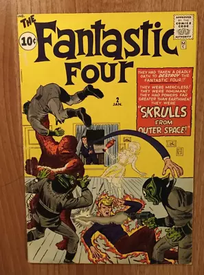 Buy FANTASTIC FOUR #2 (Marvel 1962) FIRST SKRULLS  KIRBY Art  4.5 VG+ • 2,875£