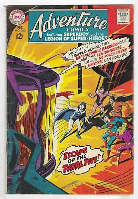 Buy Adventure Comics #365 DC COMIC BOOK Superboy & Legion Of Super-Heroes CIRCA 1968 • 15.80£