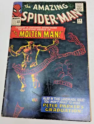 Buy Amazing Spider-man #28 Molten Man 1st Appearance & Origin *1965* Uk Edition 3.5* • 117.80£