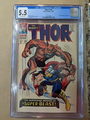 Buy Thor #135 CGC 5.5 Marvel 1966 2ND APPEARANCE & ORIGIN OF THE HIGH EVOLUTIONARY • 67.14£
