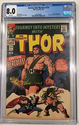 Buy Journey Into Mystery #124 CGC 8.0 WHITE PAGES 2nd App Hercules! MCU • 352.25£