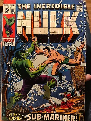 Buy Incredible Hulk # 118  Guest-Starring The Sub-Mariner !  Good Used Condition • 39.99£