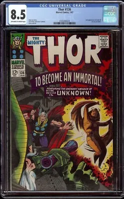 Buy Thor # 136 CGC 8.5 OW/W (Marvel, 1967) 2nd Appearance Of Lady Sif • 140.55£