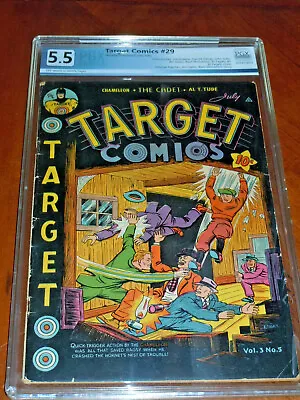 Buy TARGET COMICS VOL. 3  NO. 5  (1942)  PGX FINE- (5.5) Cond. WOLVERTON Spacehawk • 270.08£