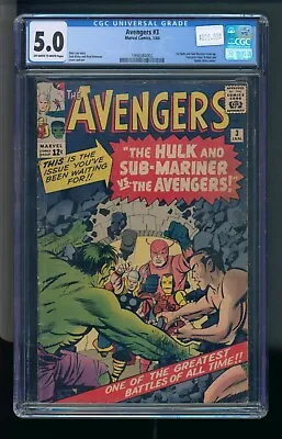 Buy Avengers #3 CGC 5.0 OWTW Pages 1st Hulk Submariner Team-Up • 375.54£