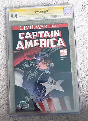 Buy Captain America #25 CGC 9.4 Signed X6 By Stan Lee, Joe Simon, Brubaker, Epting + • 670£
