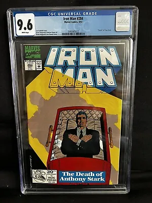 Buy Iron Man #284 CGC NM+ 9.6 White Pages  Death  Of Tony Stark! Marvel 1992 • 23.72£