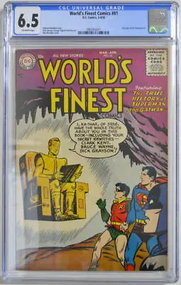 Buy WORLD'S FINEST COMICS #81 CGC 6.5 Superman Batman DC 1956 Origin Retold • 287.83£