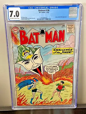 Buy Batman 136 CGC 7.0 OW/W 1960 Joker Cover • 336.42£