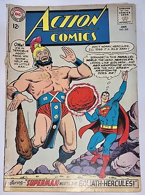 Buy Vintage DC Comics Action Comics Superman Meets Goliath-Hercules Jan. 1964 No.308 • 8.69£
