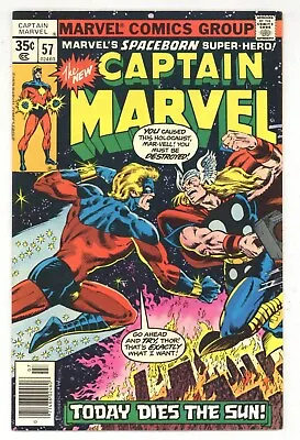 Buy Captain Marvel 57 VFNM Battles THOR (cover + Story) THANOS Flashbacks! 1978 N570 • 14.30£