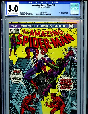 Buy Amazing Spider-man #136 CGC 5.0 1974 Marvel 1st Harry Green Goblin  Amricons K64 • 110.42£