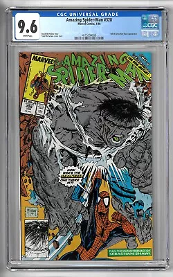 Buy Amazing Spider-Man #328 CGC 9.6 NM+ WHITE Marvel 1990 Key Hulk Todd McFarlane • 55.60£