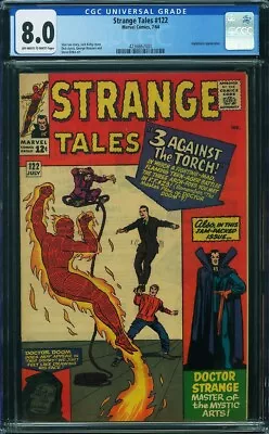 Buy Strange Tales #122 Cgc 8.0 Ow-w Marvel Comics 1964 Human Torch Jack Kirby Cover • 222.86£